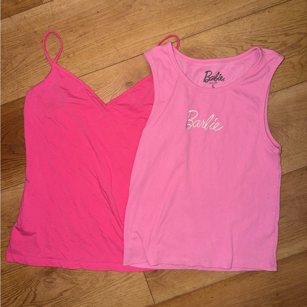 Old Navy Pink Spaghetti Strap & Light Pink Barbie Tank Top